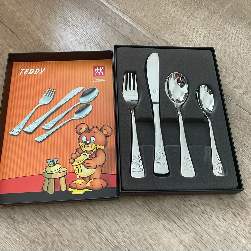 ZWILLING Henckels 4-PC TWIN KIDS Teddy‎ FLATWARE SET, 18/10 STAINLESS STEEL NWT